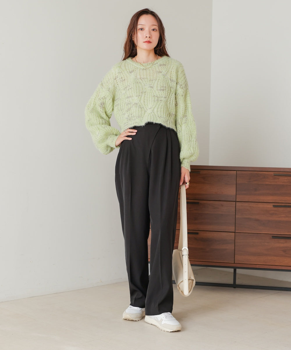 【S・M・Lサイズ展開】ラップ調タック入りスラックス