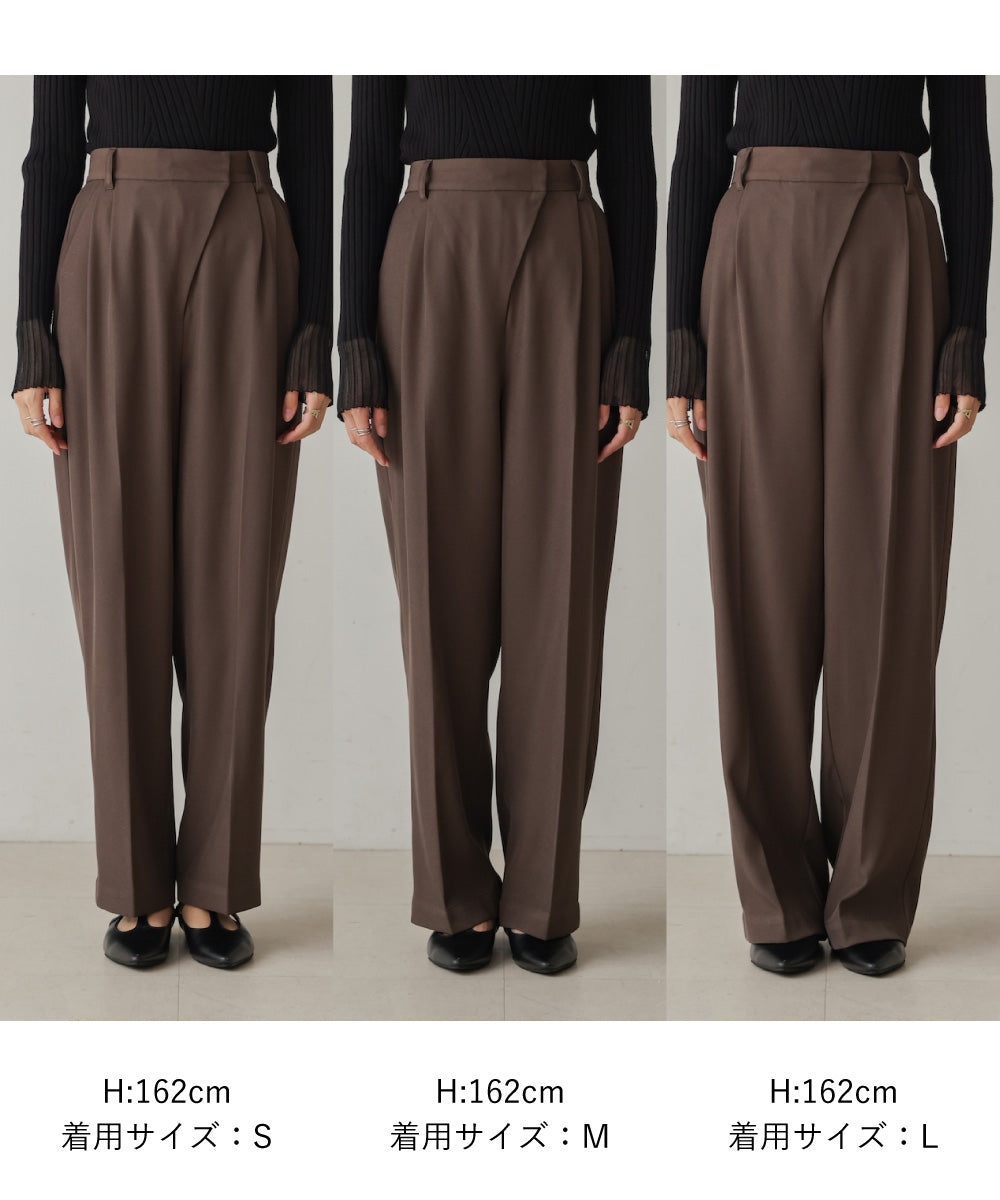 wrap style tuck slacks