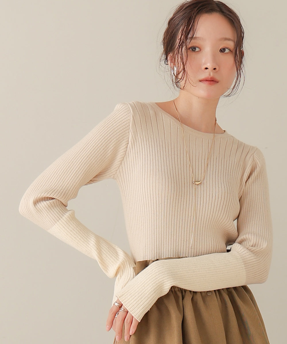 sleeve color block glitter knit top