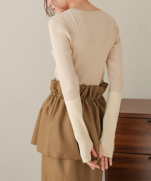 sleeve color block glitter knit tops
