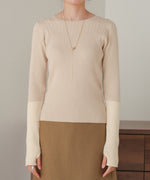 sleeve color block glitter knit tops