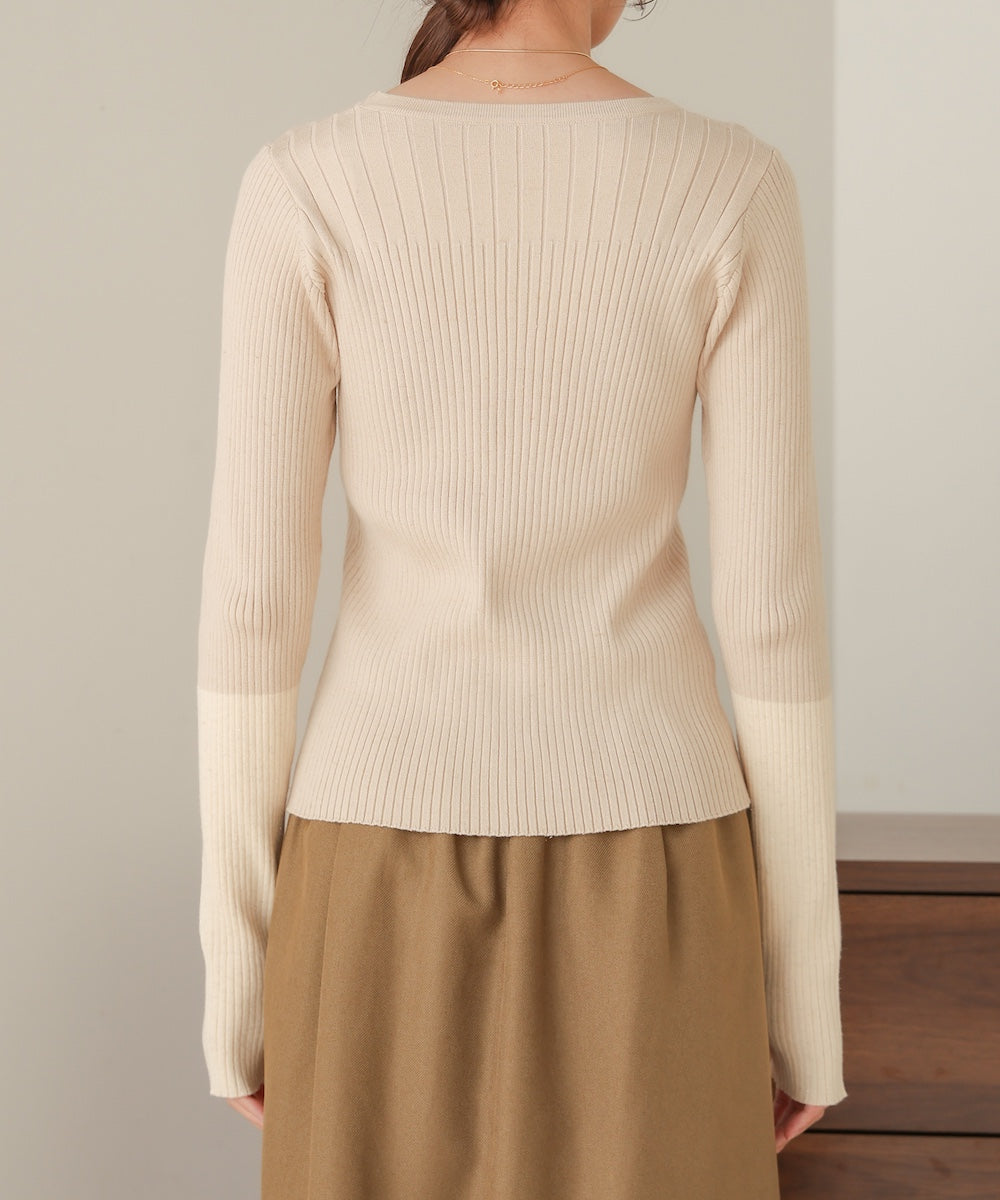 sleeve color block glitter knit tops
