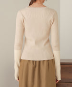 sleeve color block glitter knit tops