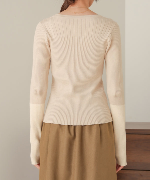 sleeve color block glitter knit tops