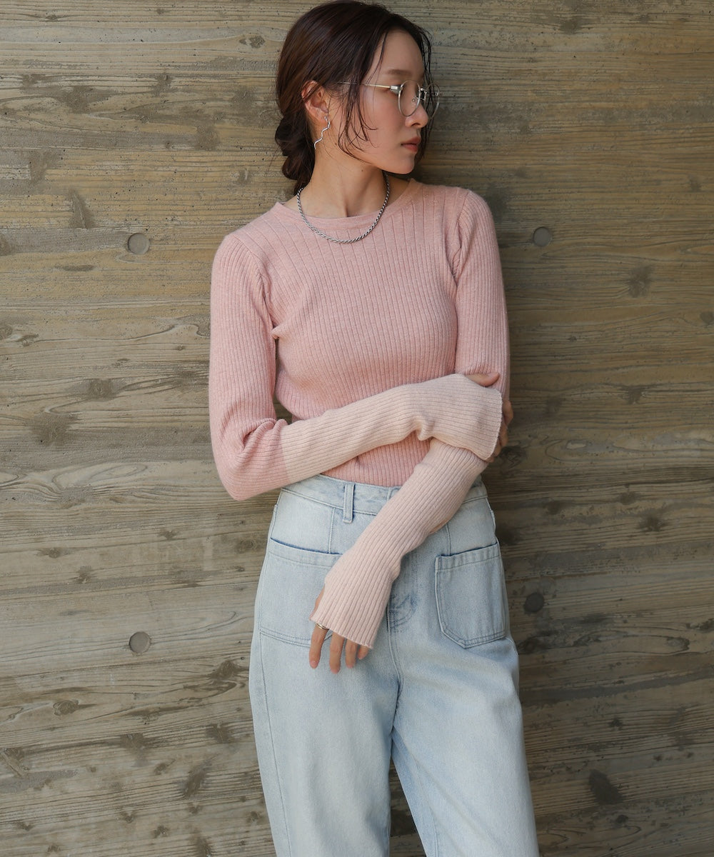 sleeve color block glitter knit tops