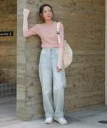 sleeve color block glitter knit tops