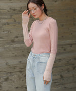 sleeve color block glitter knit tops