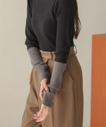 sleeve color block glitter knit tops