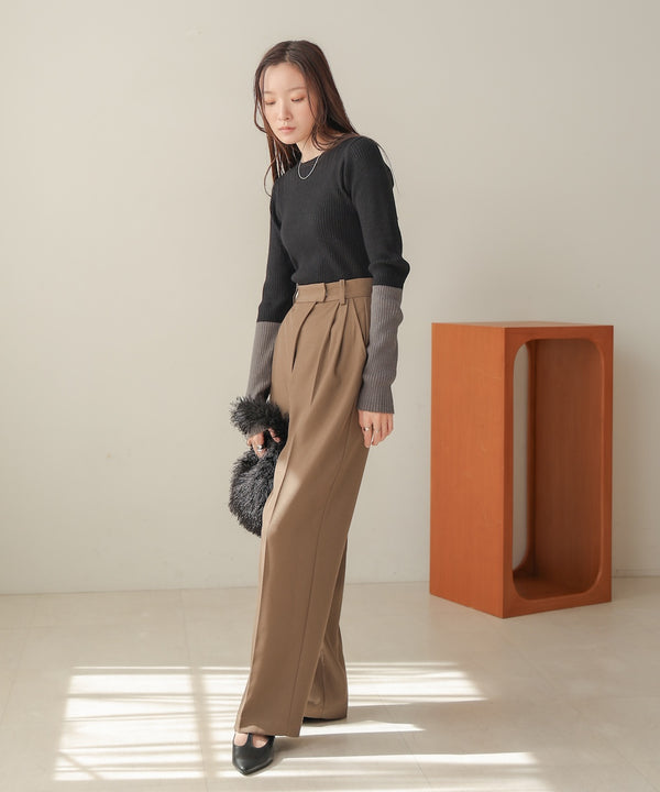 sleeve color block glitter knit tops