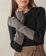 sleeve color block glitter knit tops