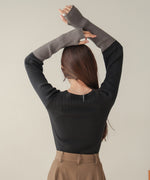 sleeve color block glitter knit tops