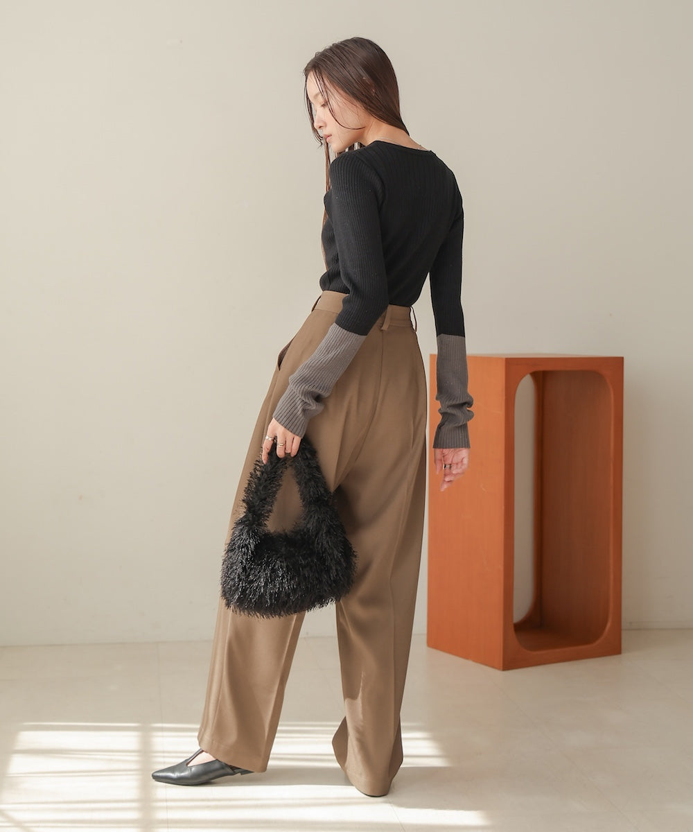 sleeve color block glitter knit tops