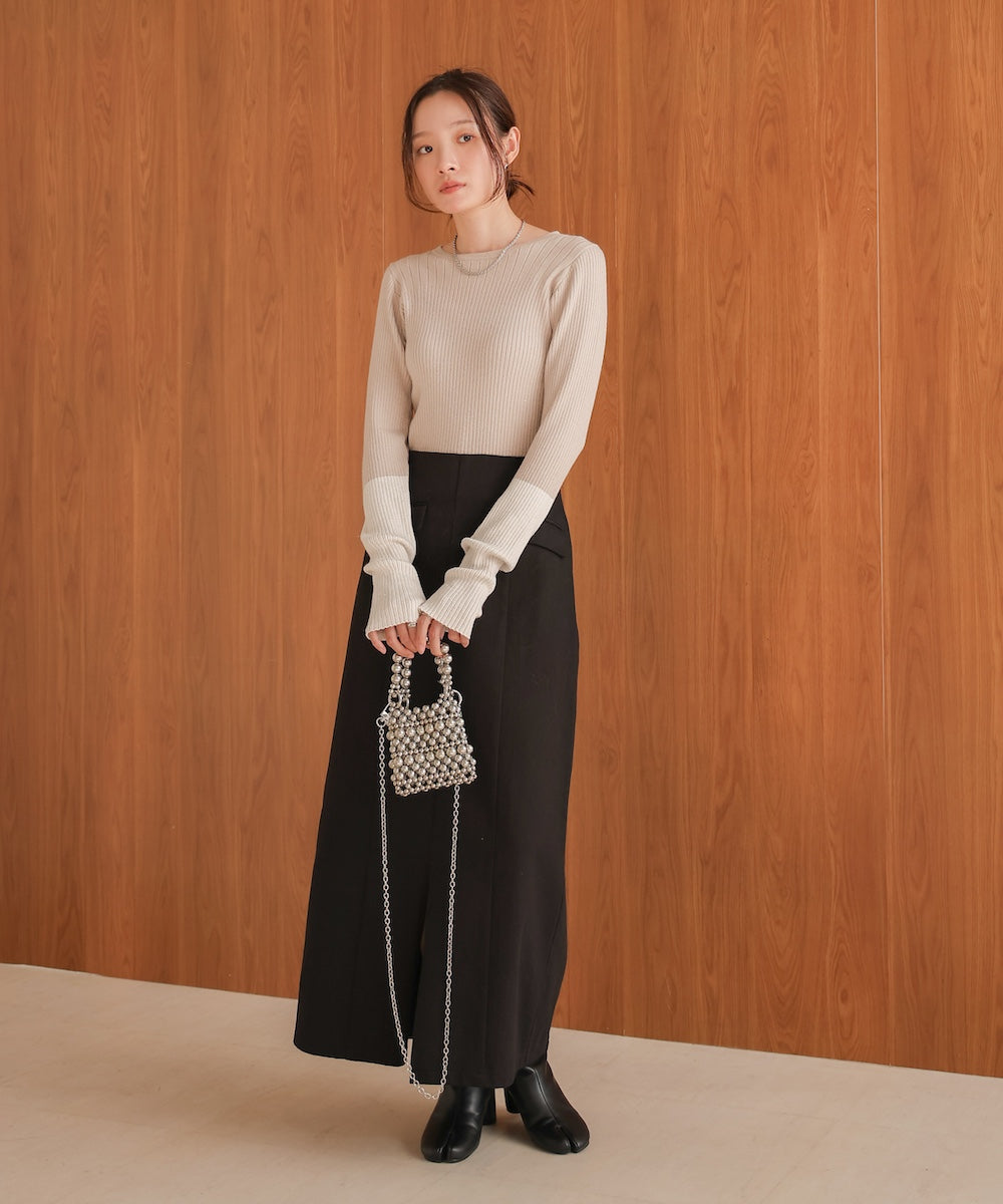 sleeve color block glitter knit tops