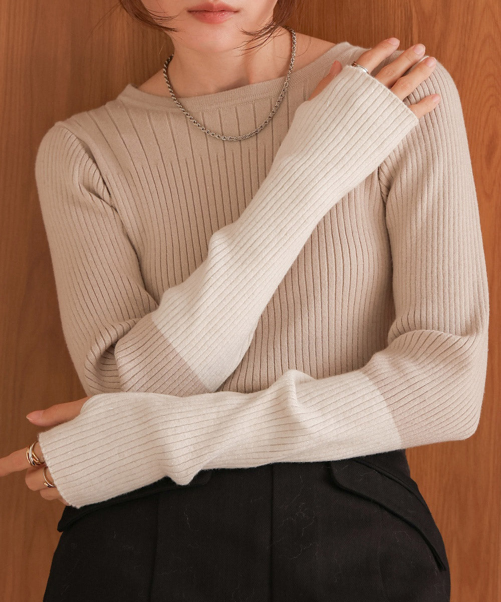 sleeve color block glitter knit tops