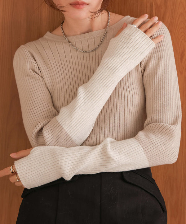 sleeve color block glitter knit tops