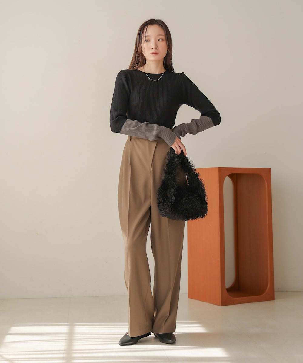 sleeve color block glitter knit tops