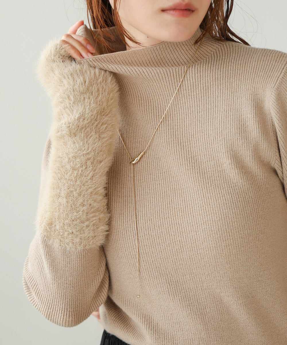 sleeves shaggy high neck knit tops