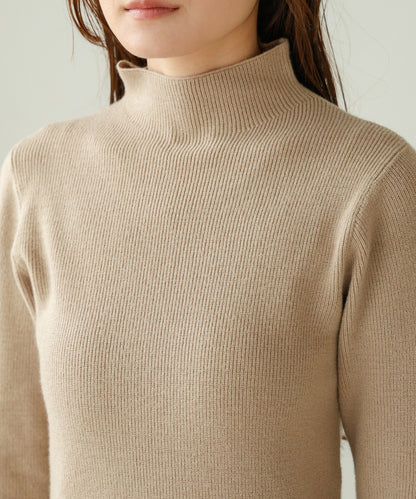 sleeves shaggy high neck knit tops