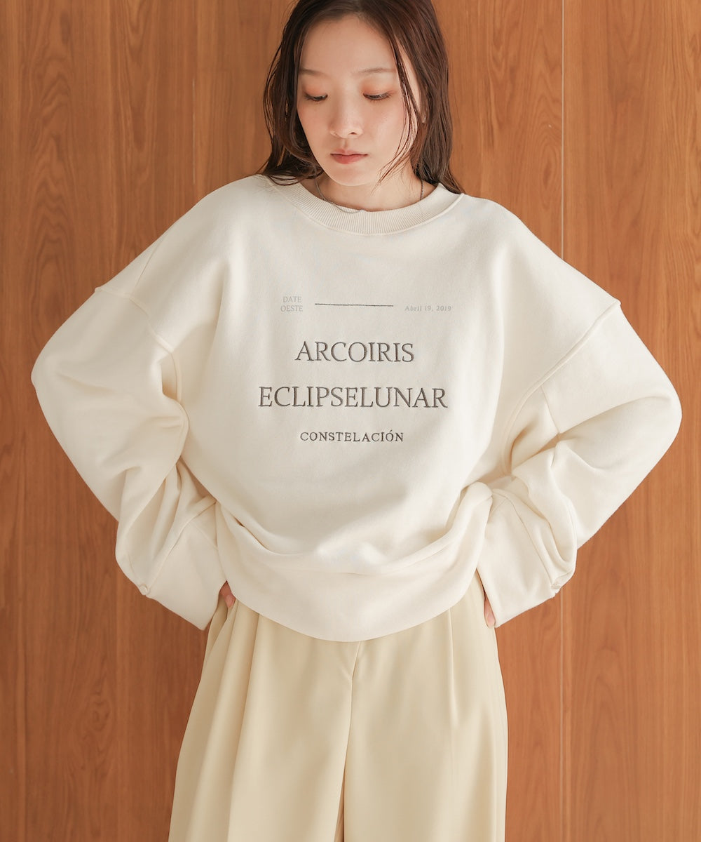 [SWEAT10％OFF]logo embroidery volume sweat tops