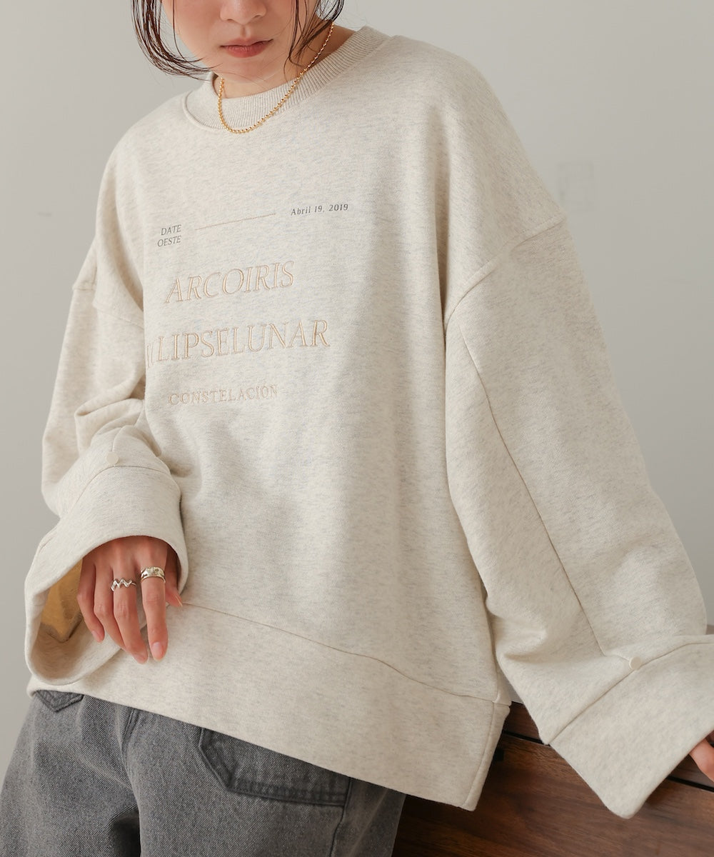 logo embroidery volume sweat tops
