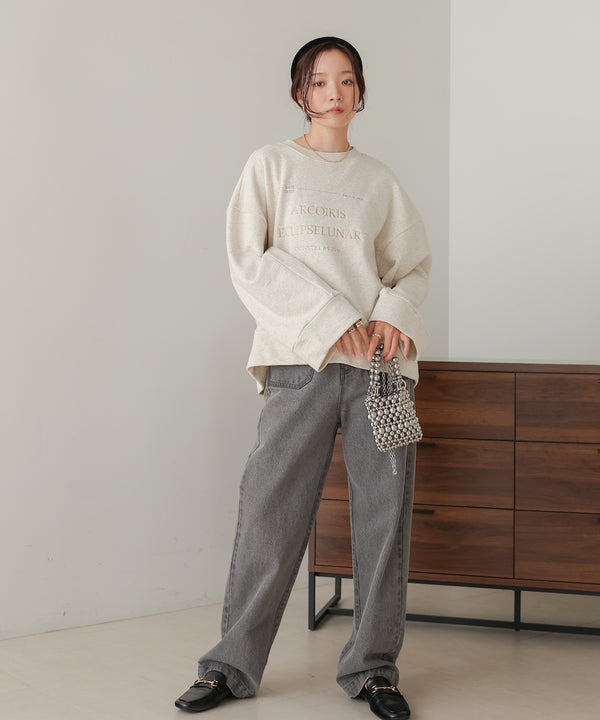 logo embroidery volume sweat tops