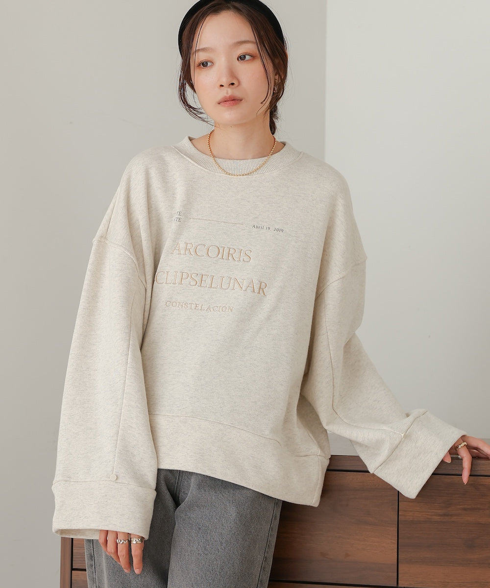 logo embroidery volume sweat tops