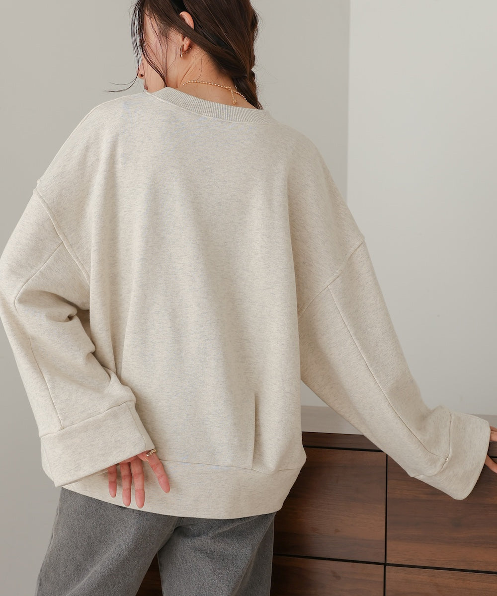 logo embroidery volume sweat tops