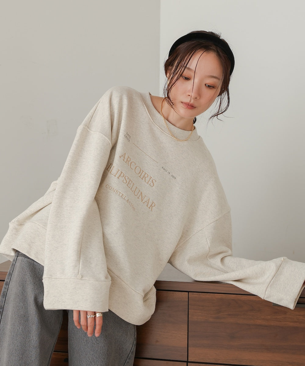 logo embroidery volume sweat tops