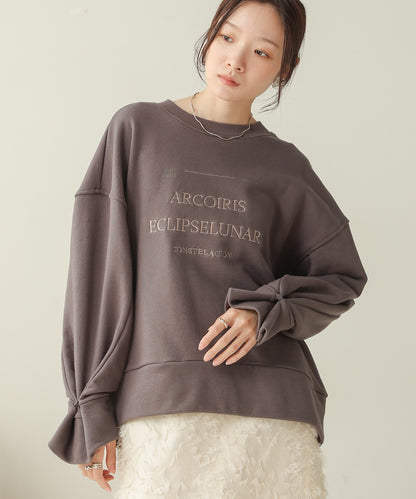 [SWEAT10％OFF]logo embroidery volume sweat tops