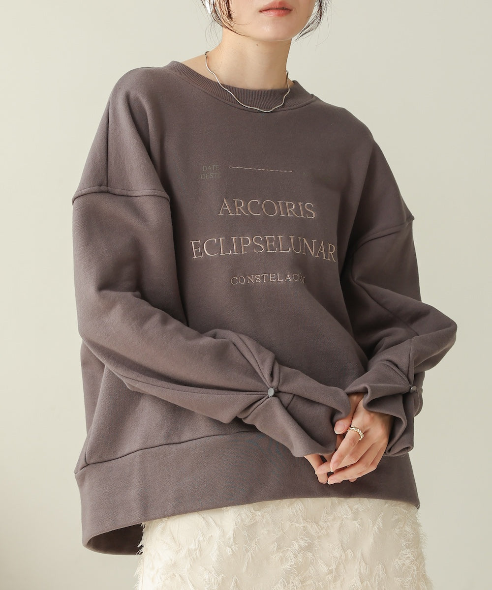 logo embroidery volume sweat tops