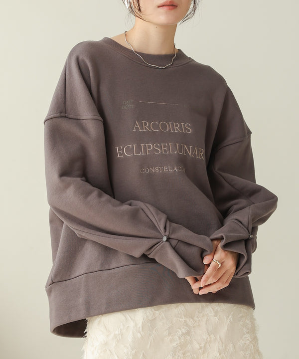 logo embroidery volume sweat tops