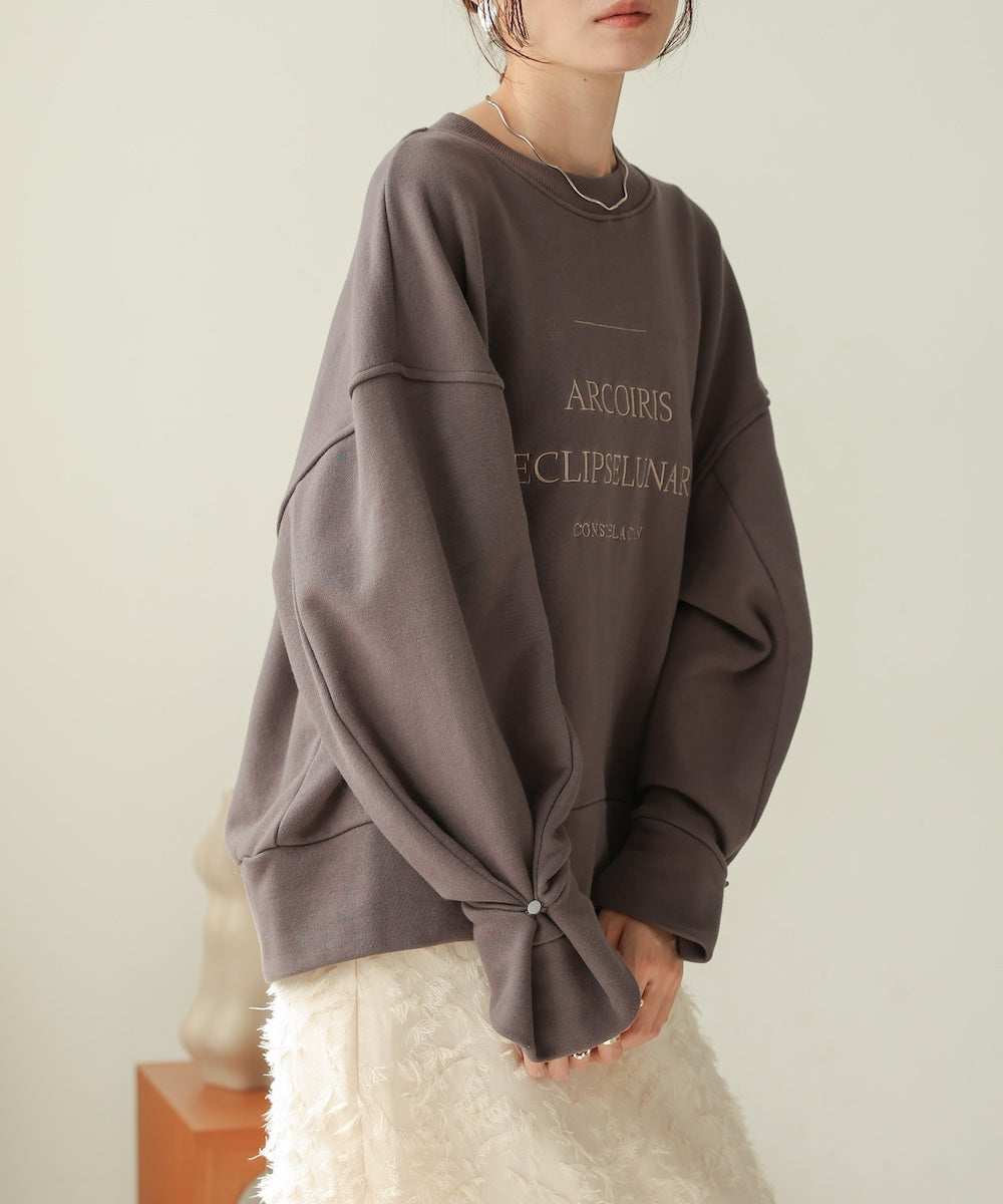 logo embroidery volume sweat tops