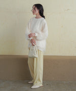 sheer shaggy layered sweat top