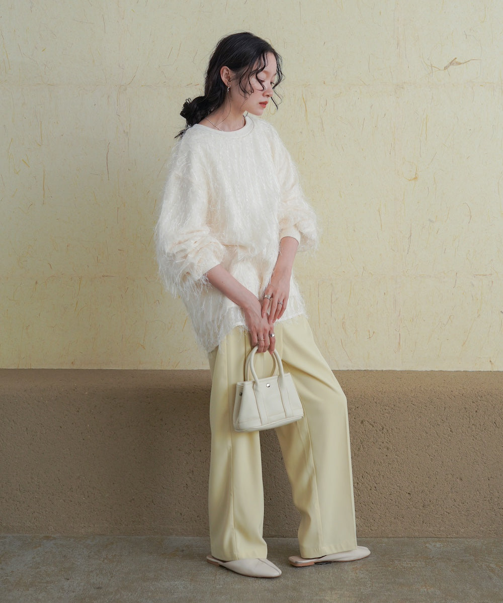 sheer shaggy layered sweat top