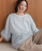 sheer shaggy layered sweat top