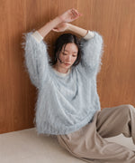 sheer shaggy layered sweat top