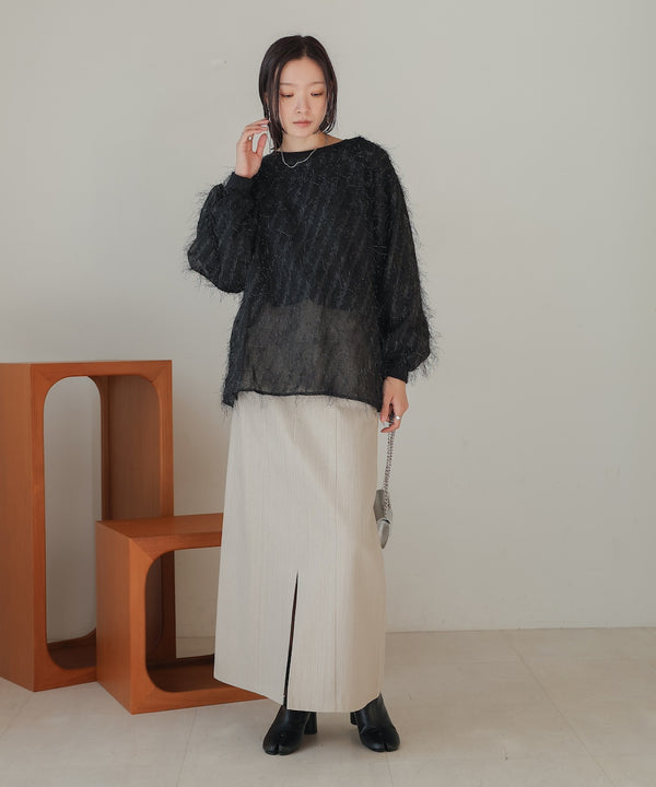 sheer shaggy layered sweat top