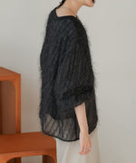 sheer shaggy layered sweat top