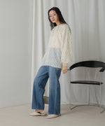 sheer shaggy layered sweat top
