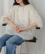 sheer shaggy layered sweat top