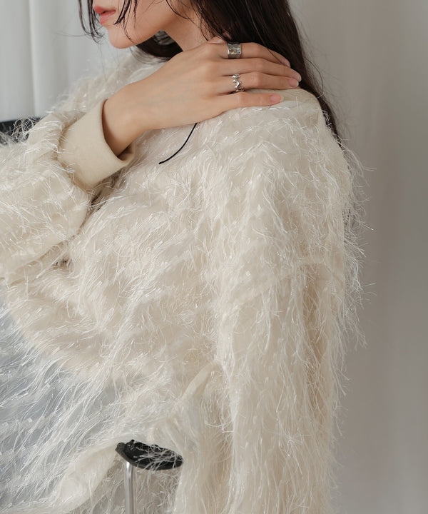 sheer shaggy layered sweat top