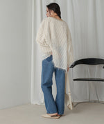 sheer shaggy layered sweat top
