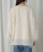 sheer shaggy layered sweat top