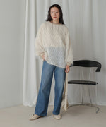 sheer shaggy layered sweat top