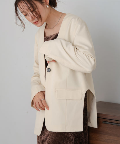 ●nao×Bab●side curve collarless jacket