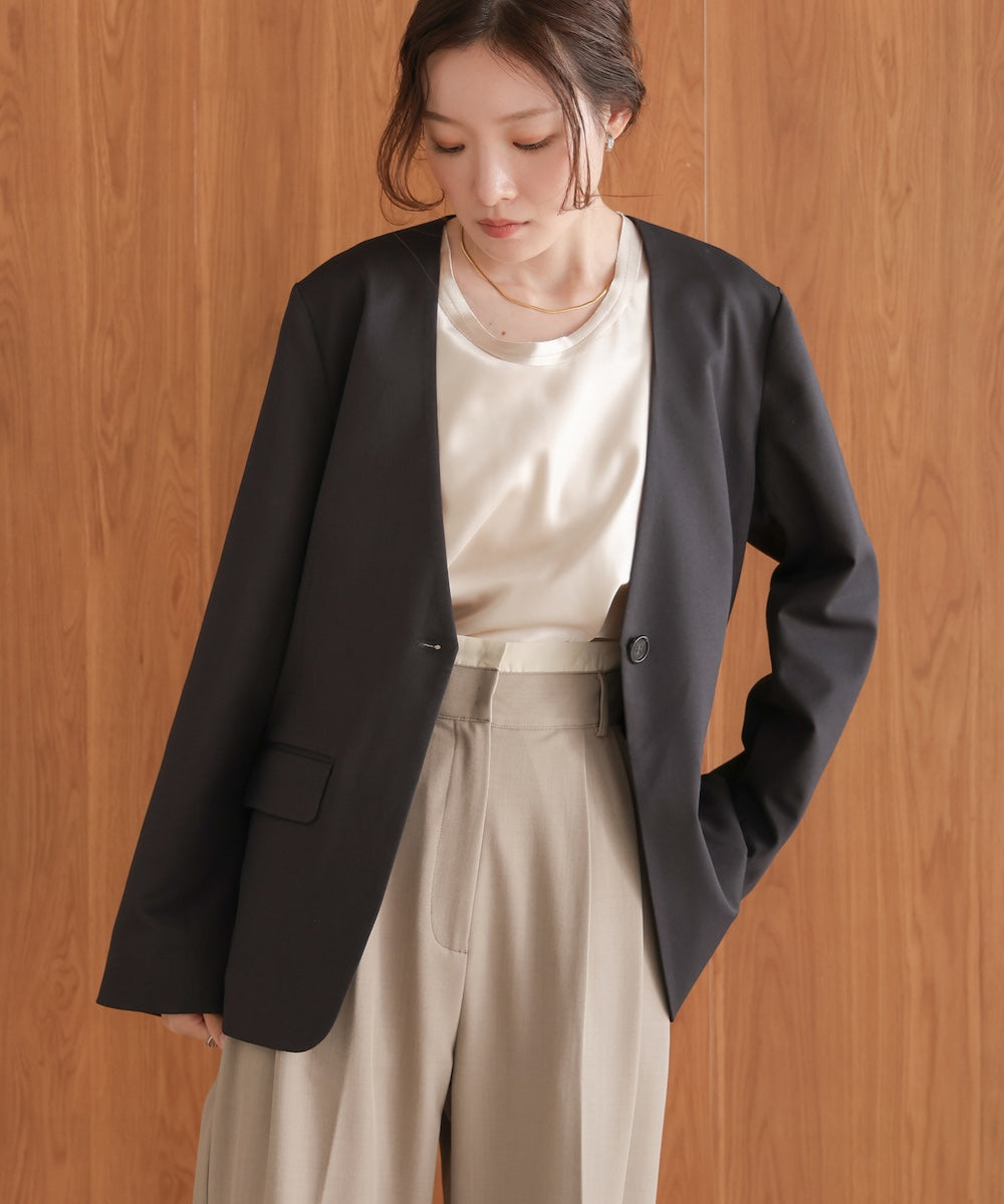 ●nao×Bab●side curve collarless jacket