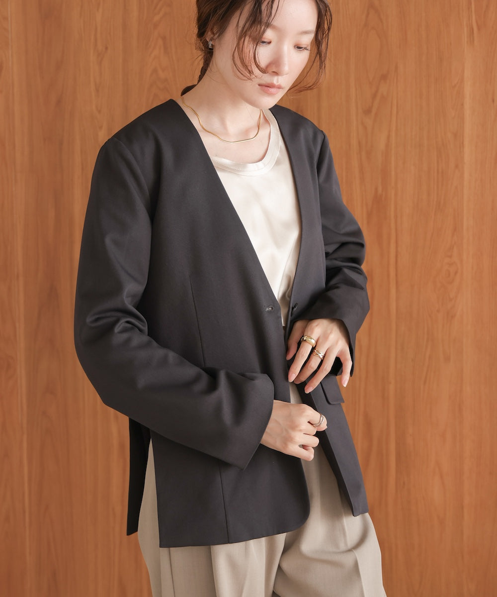 ●nao×Bab●side curve collarless jacket