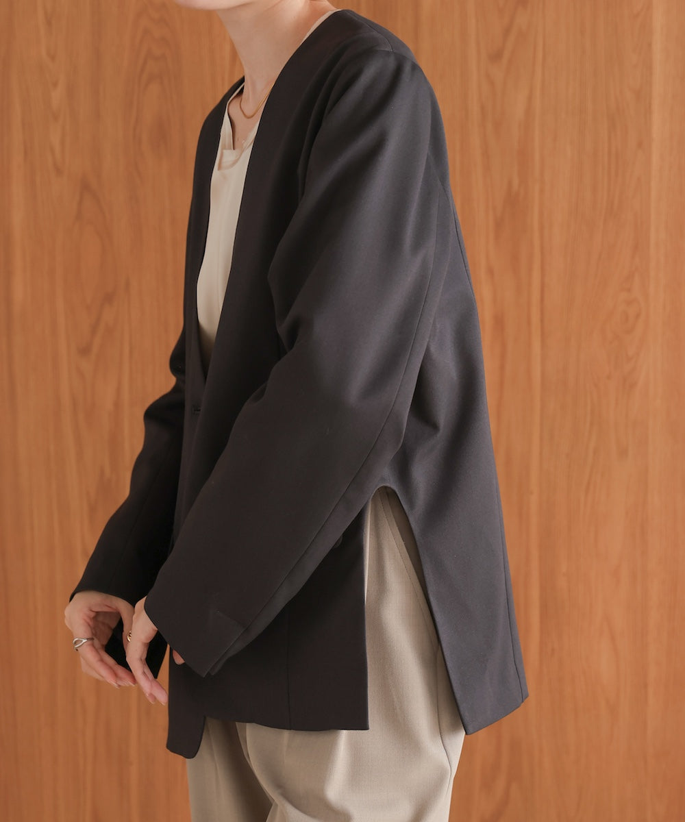 ●nao×Bab●side curve collarless jacket