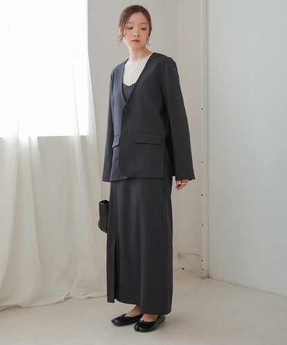 ●nao×Bab●side curve collarless jacket