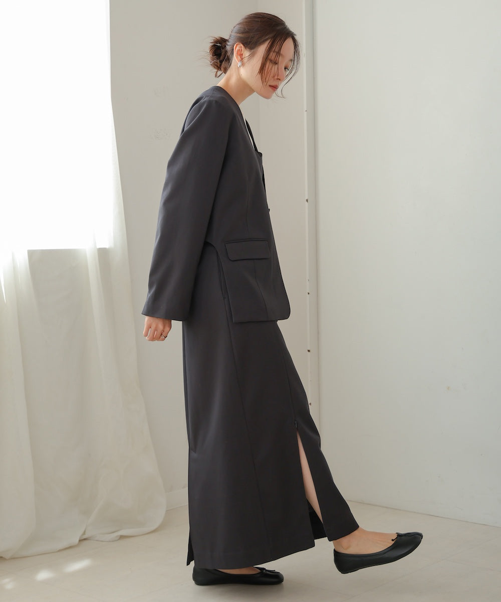 ●nao×Bab●side curve collarless jacket